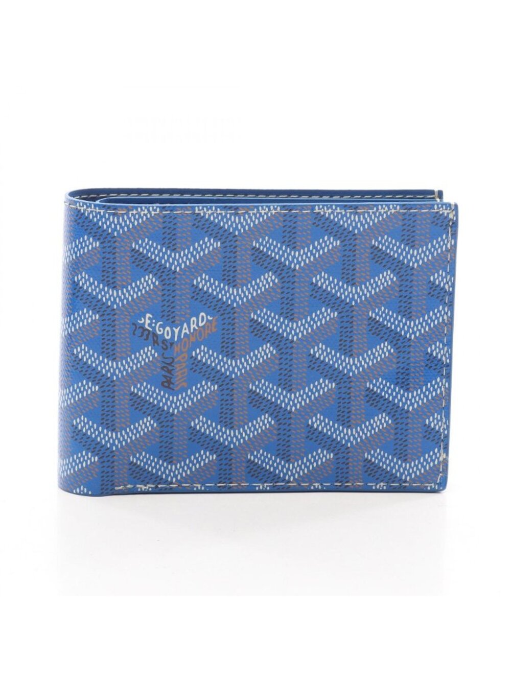 Goyard Bifold Wallet Victoire Blue Camel Brown Leather